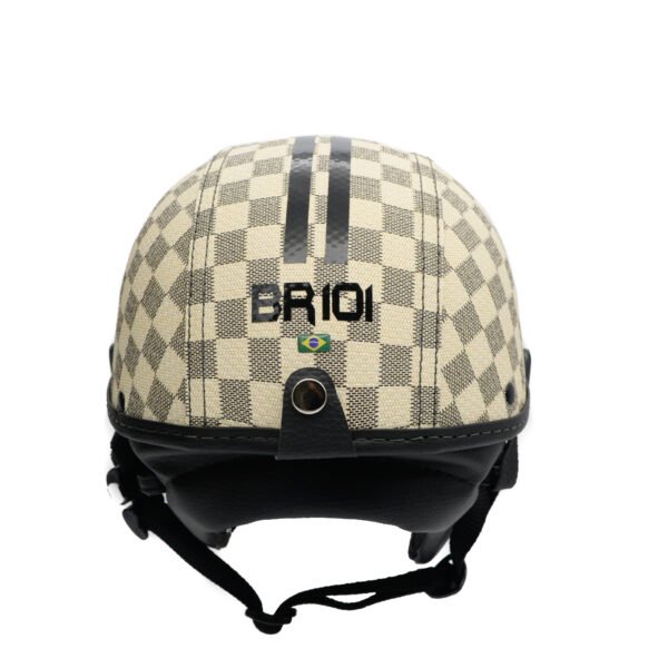 Capacete Coquinho BR 101 Xadrez Bege Vision - Imagem 5