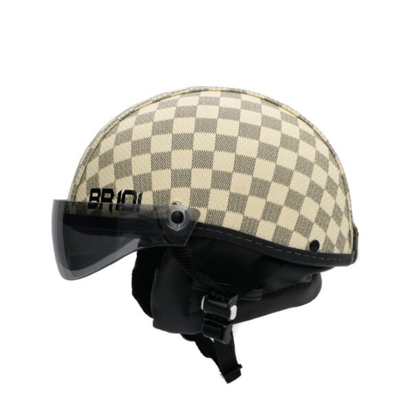 Capacete Coquinho BR 101 Xadrez Bege Vision - Imagem 3