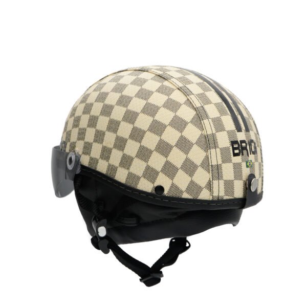Capacete Coquinho BR 101 Xadrez Bege Vision - Imagem 4