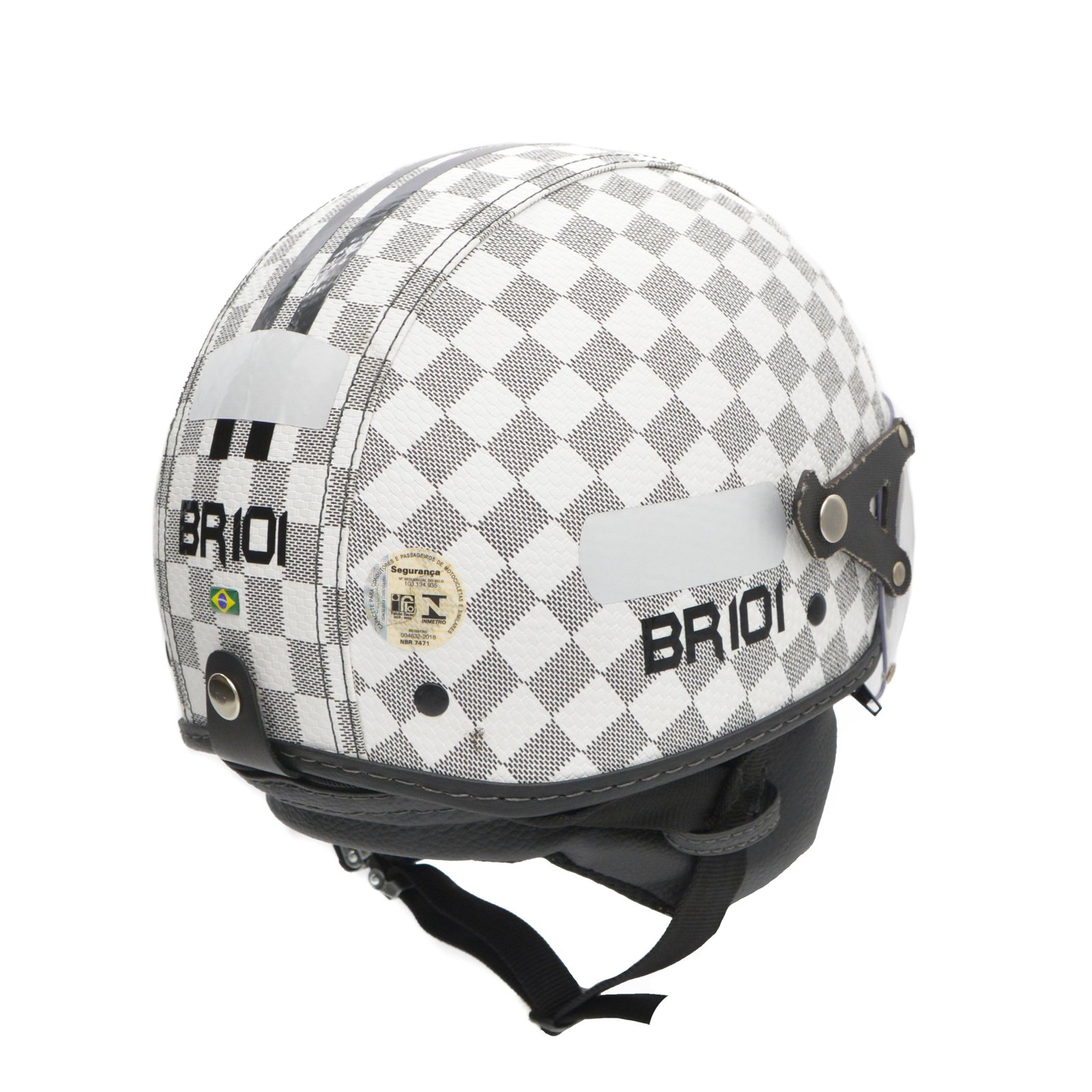 Capacete Br 101 Flash Xadrez Branco – BR101 Capacetes