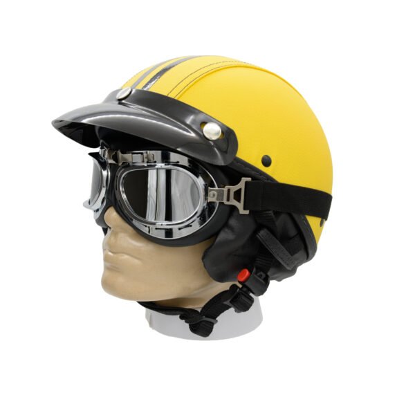 Capacete Coquinho BR 101 Amarelo Com Pala Retro Espelhado - Imagem 2