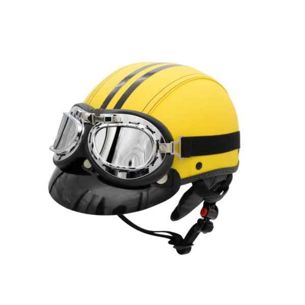 Capacete Coquinho BR 101 Amarelo Com Pala Retro Espelhado