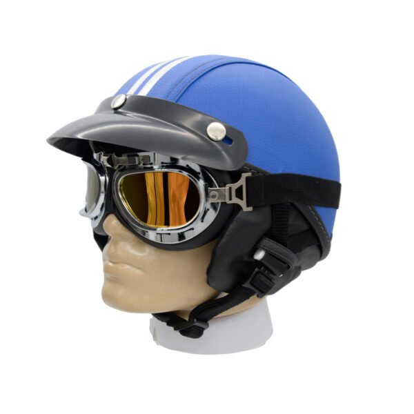 Capacete Coquinho BR 101 Azul Com Pala Retro Amarelo - Imagem 2