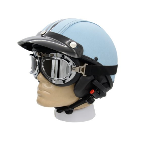 Capacete Coquinho BR 101 Verde Turquesa Com Pala Retro Espelhado - Imagem 2