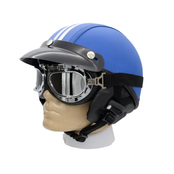 Capacete Coquinho BR 101 Azul Com Pala Retro Espelhado - Imagem 2