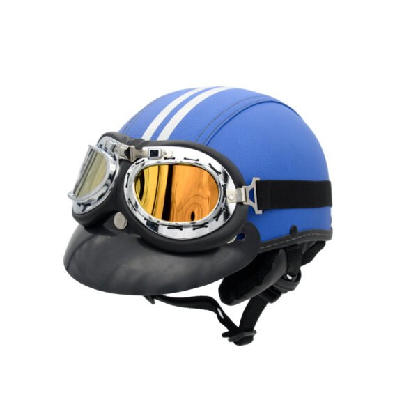 Capacete Coquinho BR 101 Azul Com Pala Retro Amarelo