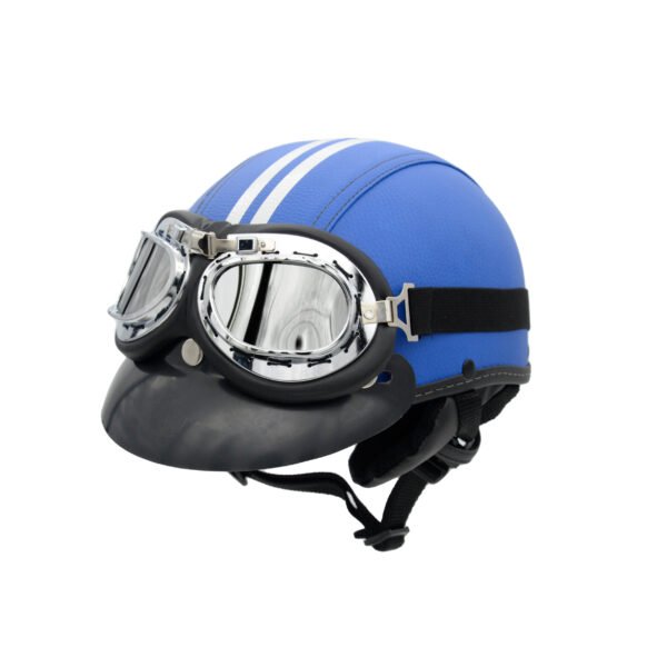 Capacete Coquinho BR 101 Azul Com Pala Retro Espelhado