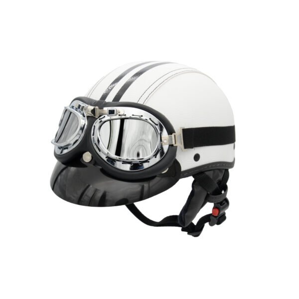 Capacete Coquinho BR 101 Branco Com Pala Retro Espelhado