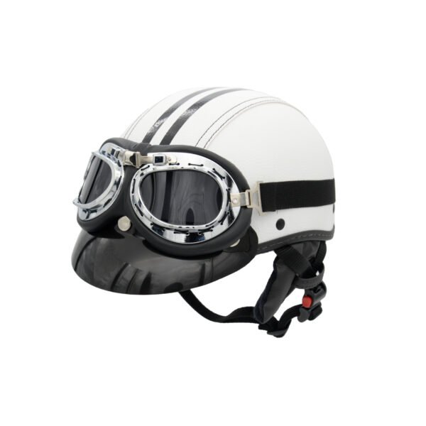 Capacete Coquinho BR 101 Branco Com Pala Retro Fume