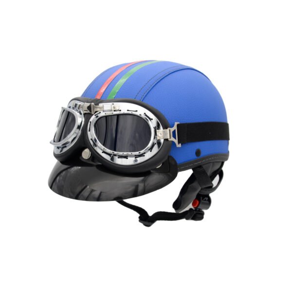 Capacete Coquinho BR 101 Italia Azul Com Pala Retro Fume