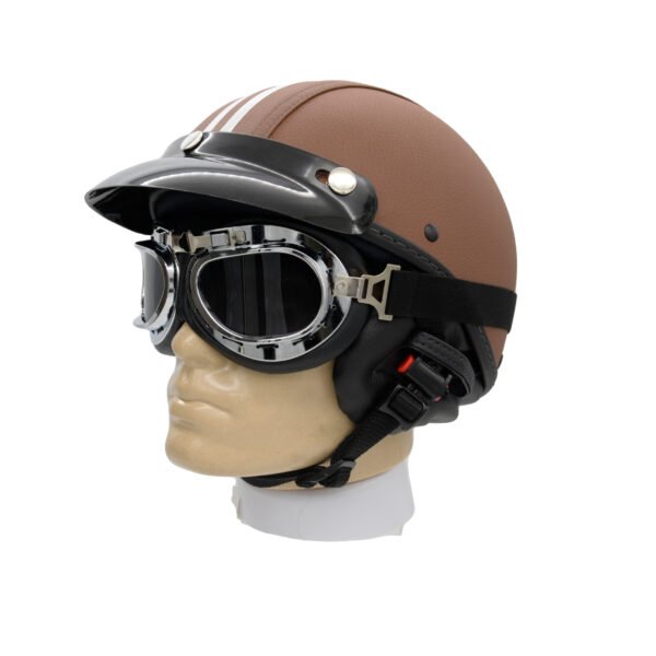 Capacete Coquinho BR 101 Marrom Com Pala Retro Fume - Imagem 2