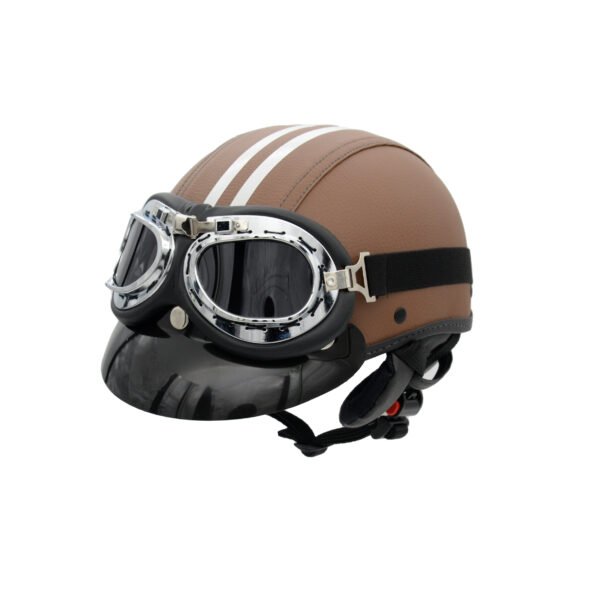 Capacete Coquinho BR 101 Marrom Com Pala Retro Fume