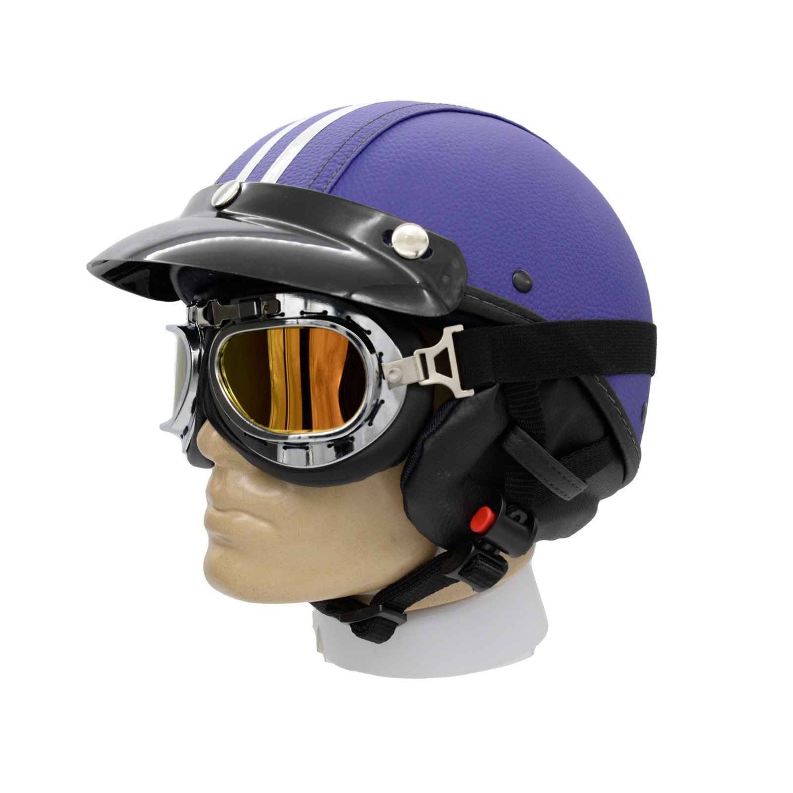 Capacete Coquinho BR 101 Roxo Com Pala Retro Amarelo - Imagem 2