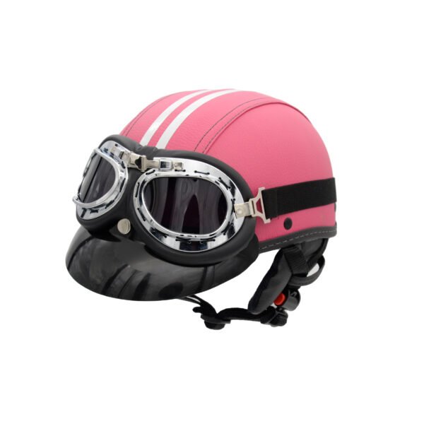 Capacete Coquinho BR 101 Rosa Com Pala Retro Fume