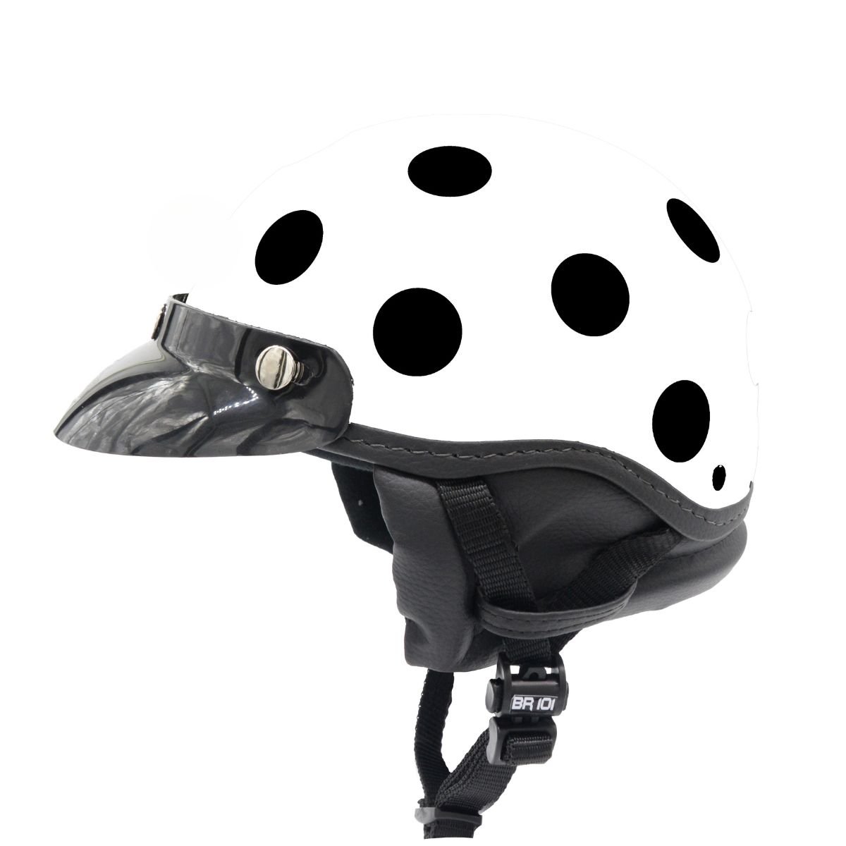 Capacete BR101 Coquinho Bolinha Branco Fosco Pala - Imagem 4