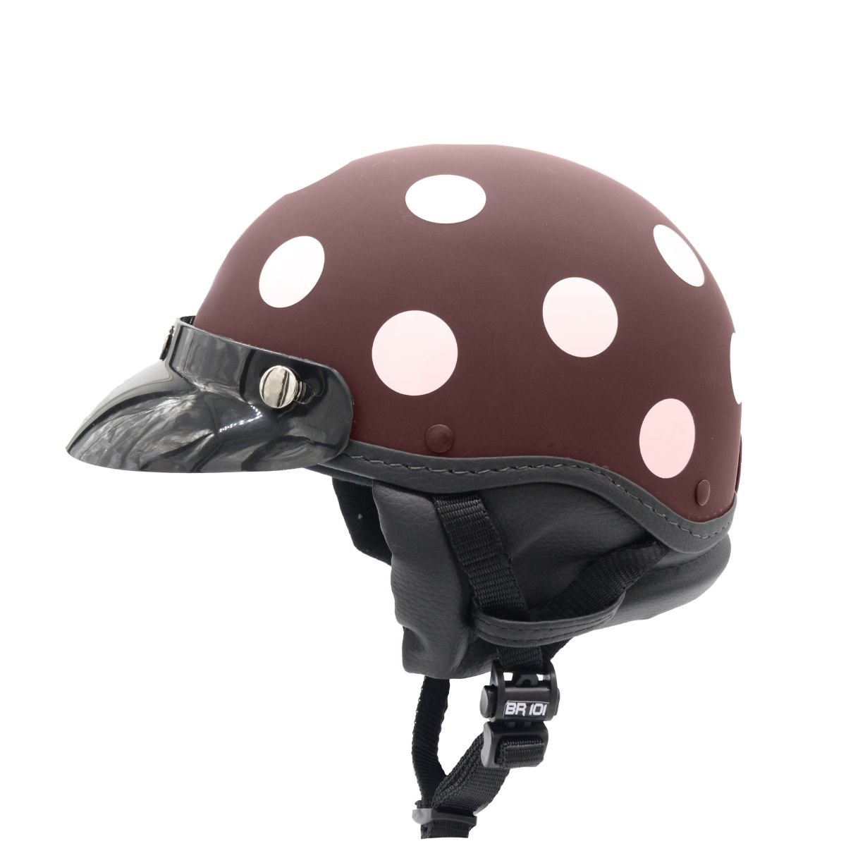 Capacete BR101 Coquinho Bolinha Marrom Fosco Pala - Imagem 4