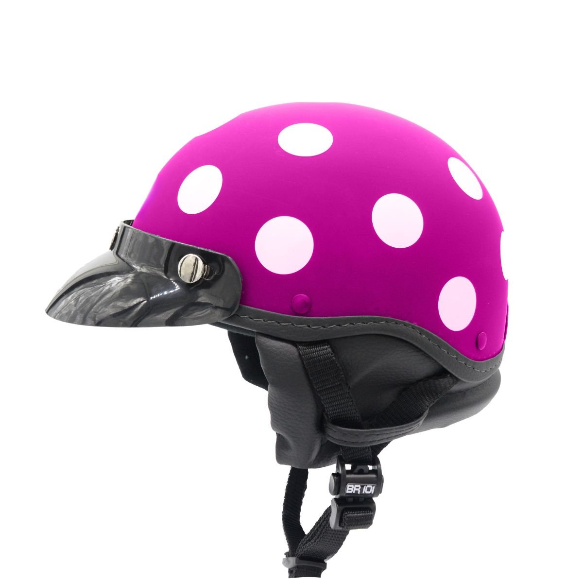Capacete BR101 Coquinho Bolinha Roxo Fosco Pala - Imagem 2