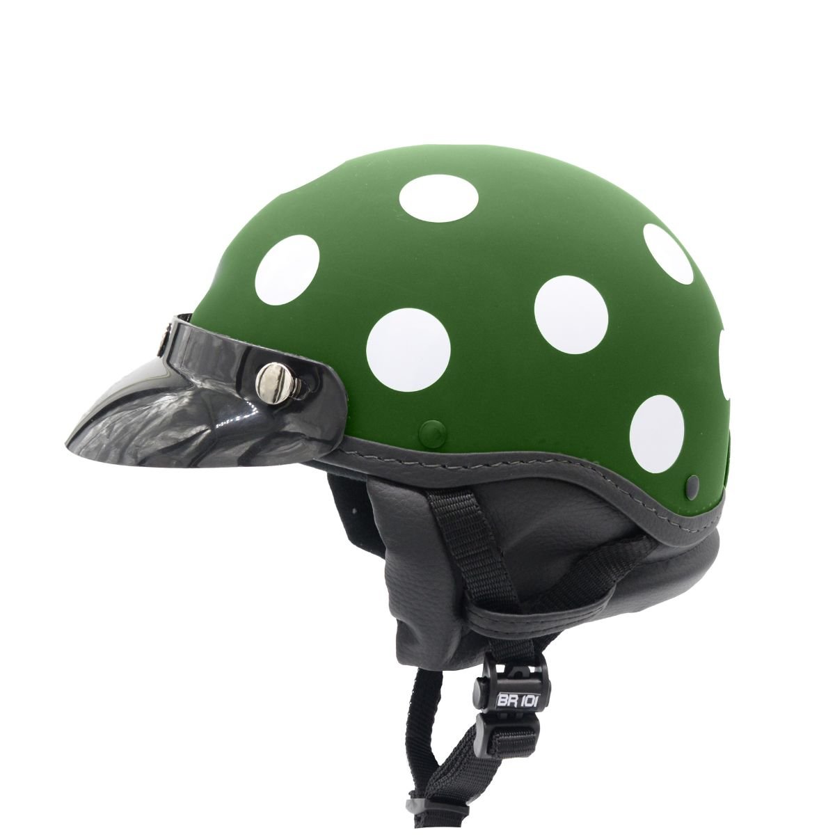 Capacete BR101 Coquinho Bolinha Verde Fosco Pala - Imagem 4
