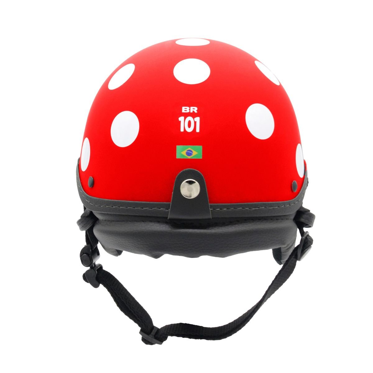 Capacete BR101 Coquinho Bolinha Vermelho Fosco Pala - Imagem 4