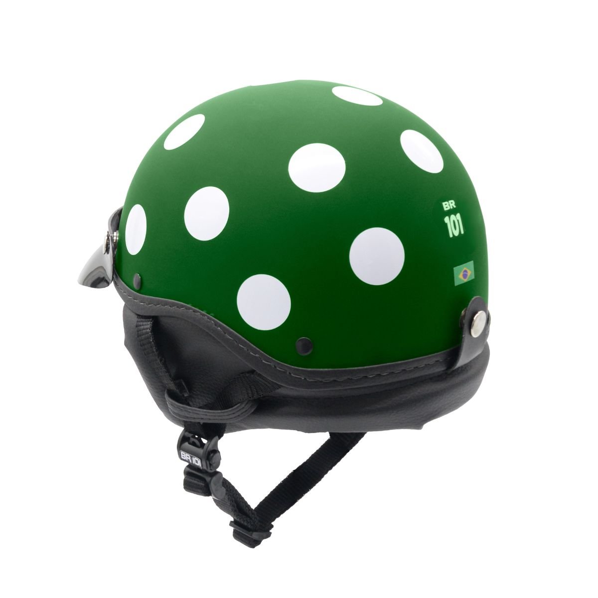 Capacete BR101 Coquinho Bolinha Verde Fosco Pala - Imagem 2