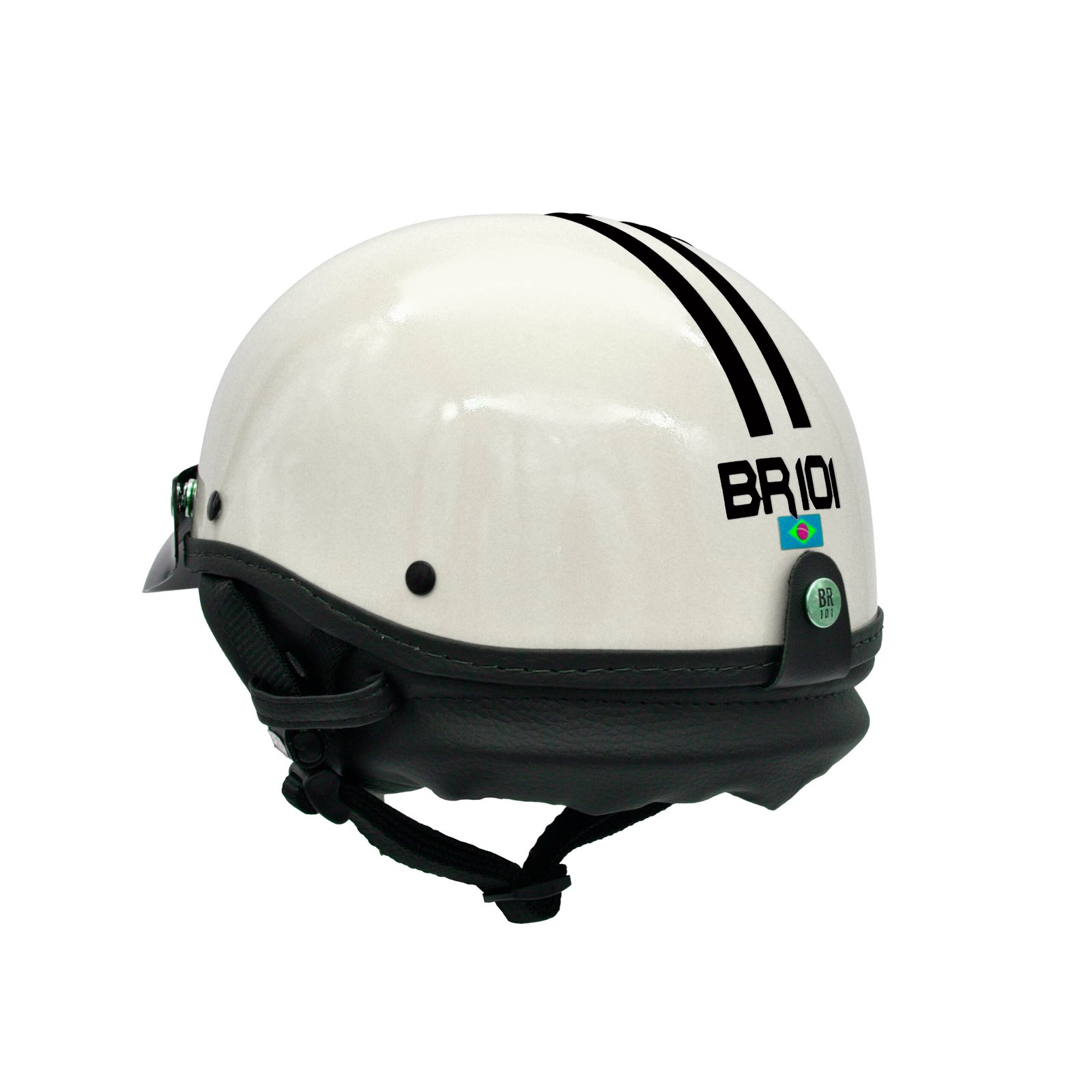 Capacete Coquinho BR 101 Branco Brilho Pala - Imagem 3