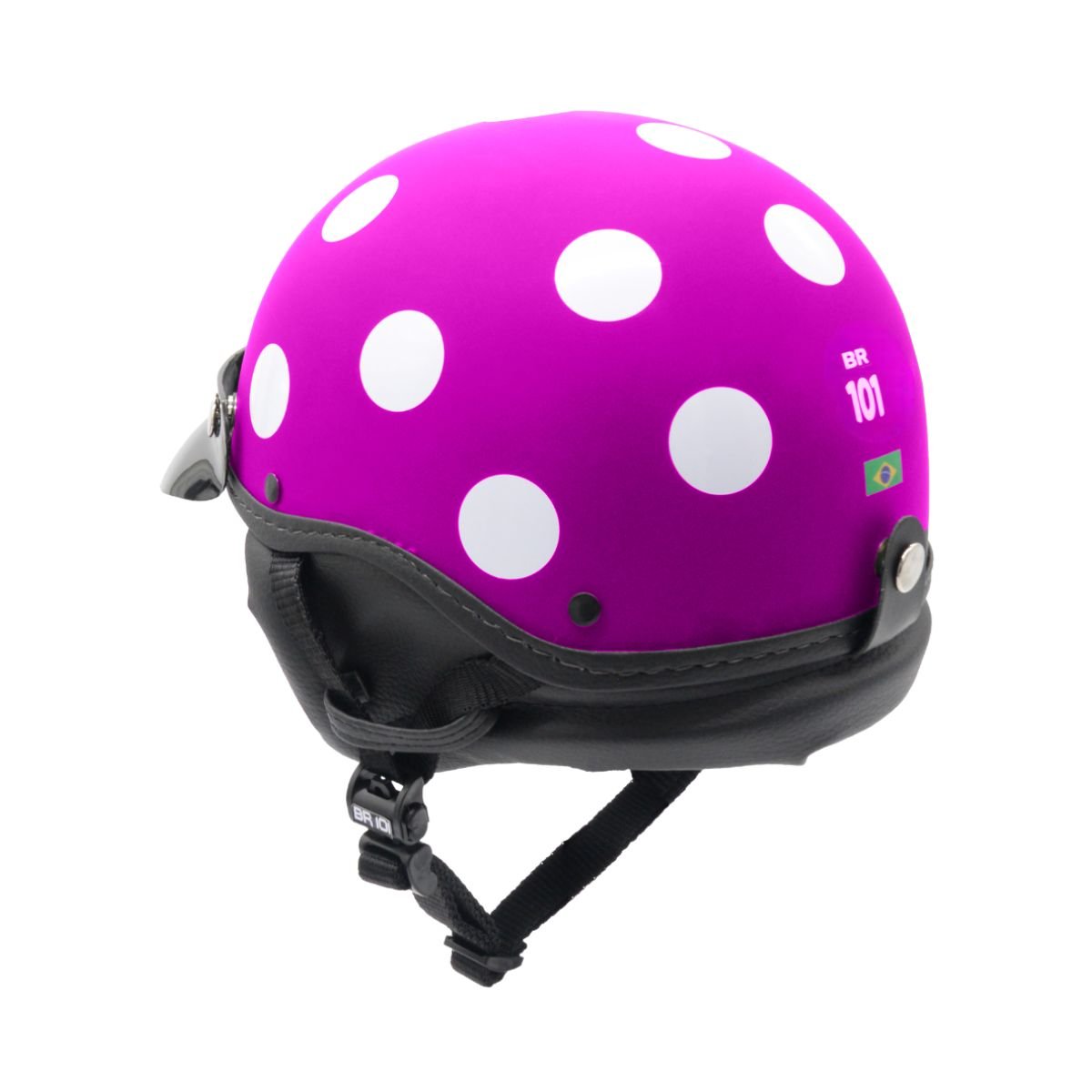 Capacete BR101 Coquinho Bolinha Roxo Fosco Pala - Imagem 4