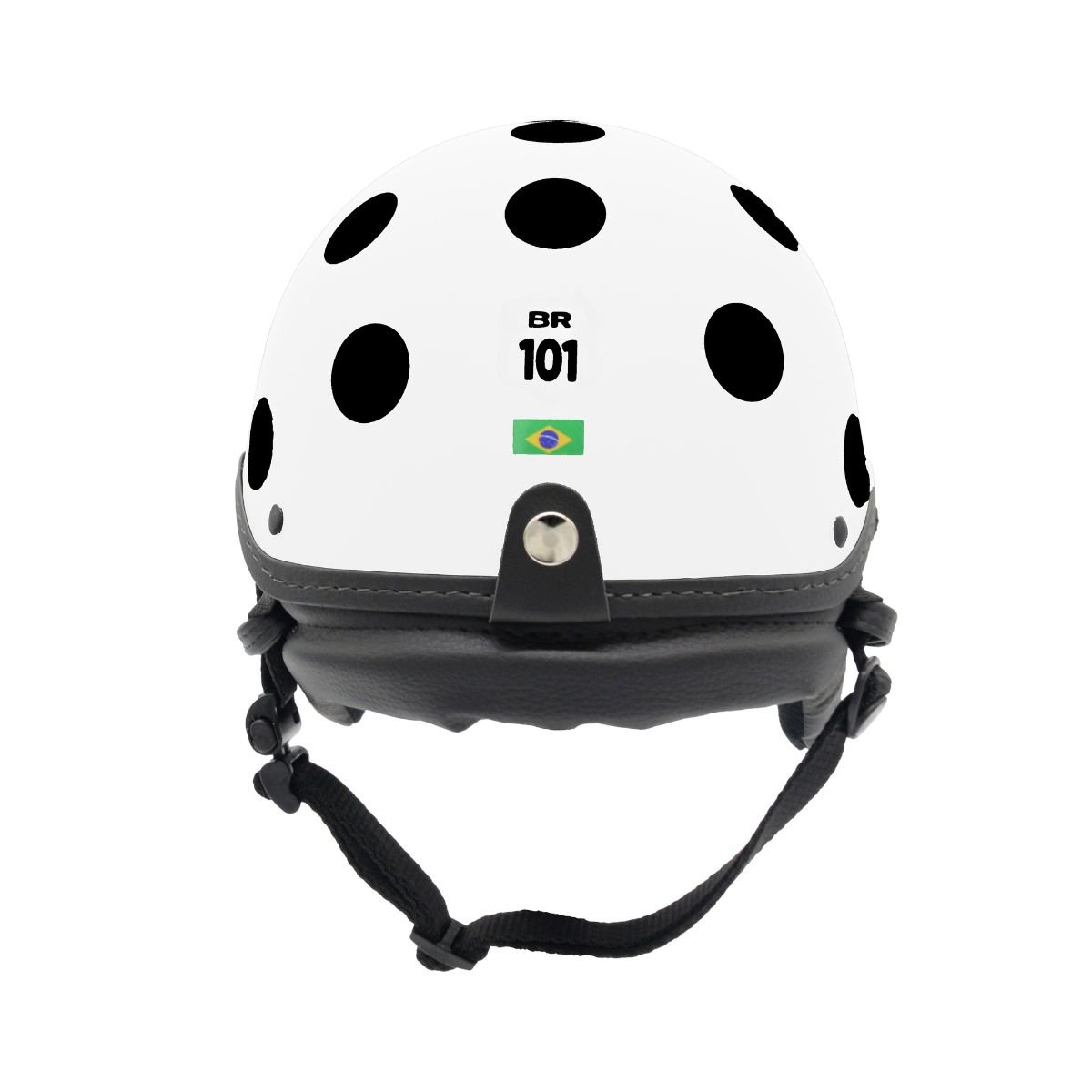Capacete BR101 Coquinho Bolinha Branco Fosco Pala - Imagem 2