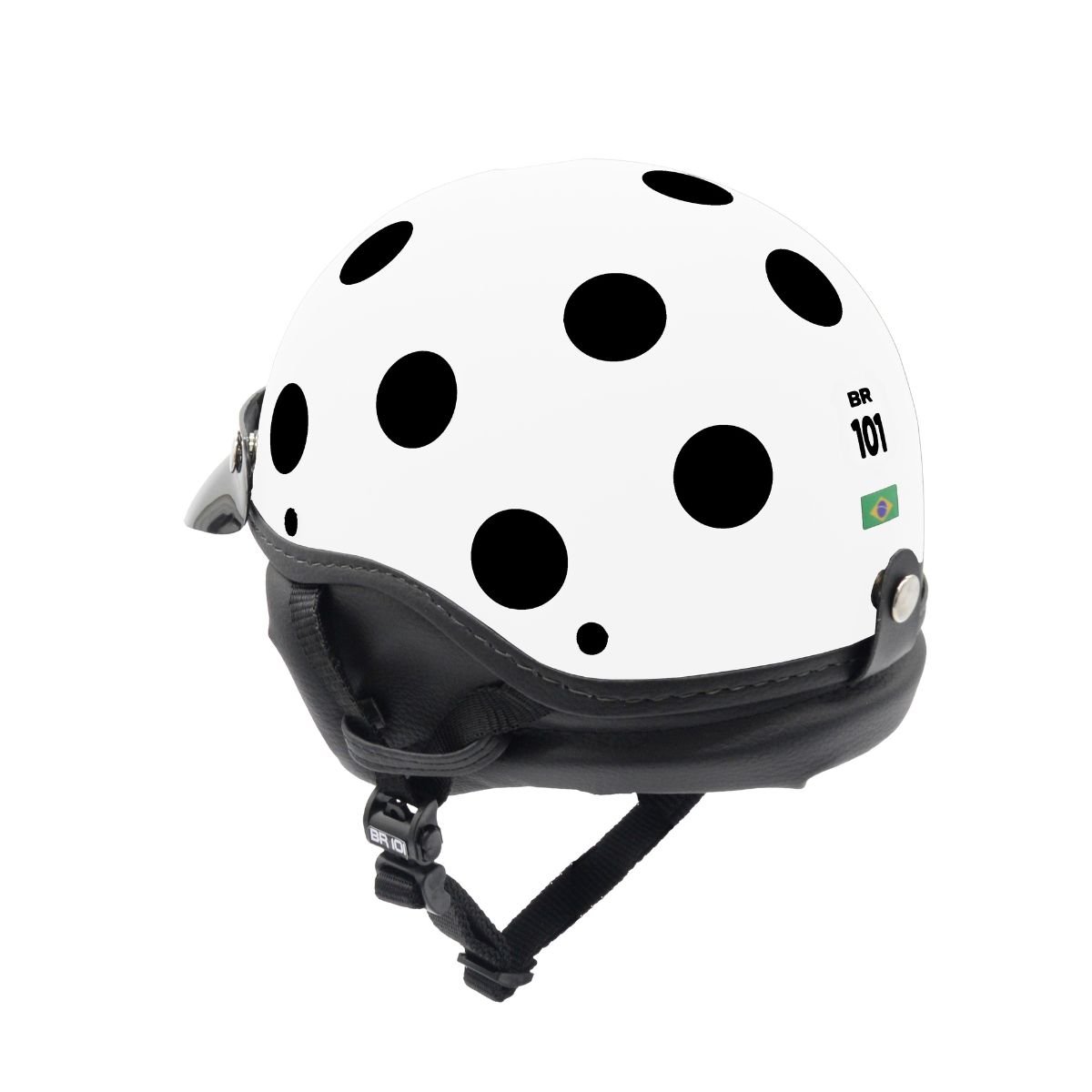 Capacete BR101 Coquinho Bolinha Branco Fosco Pala - Imagem 3