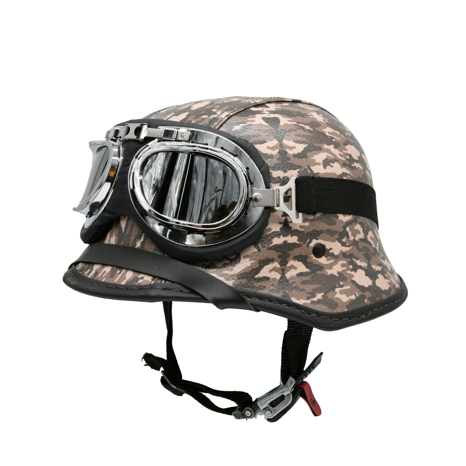 Capacete BR101 Alemão Camuflado Marrom e Bege Óculos - Imagem 3