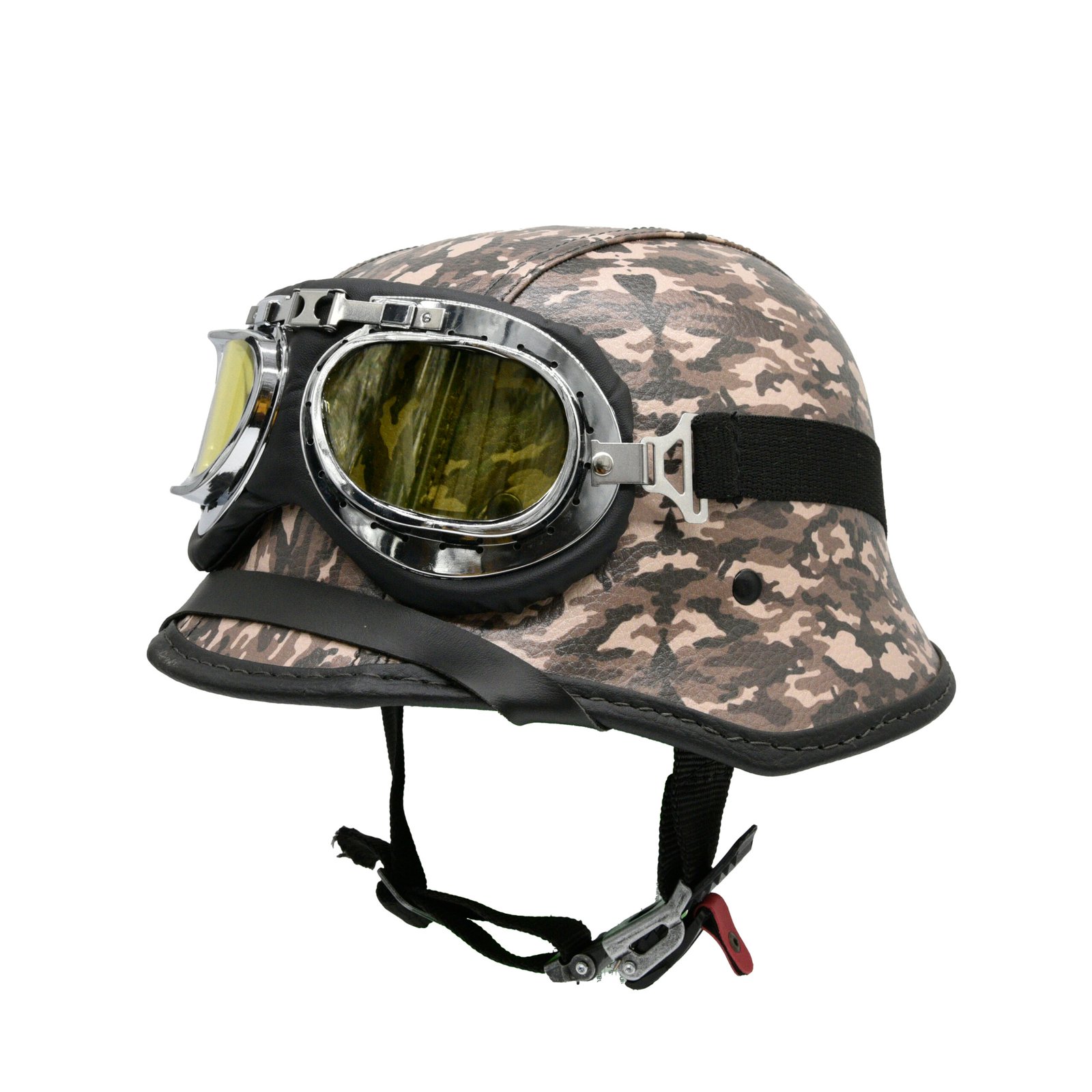 Capacete BR101 Alemão Camuflado Marrom e Bege Óculos - Imagem 5
