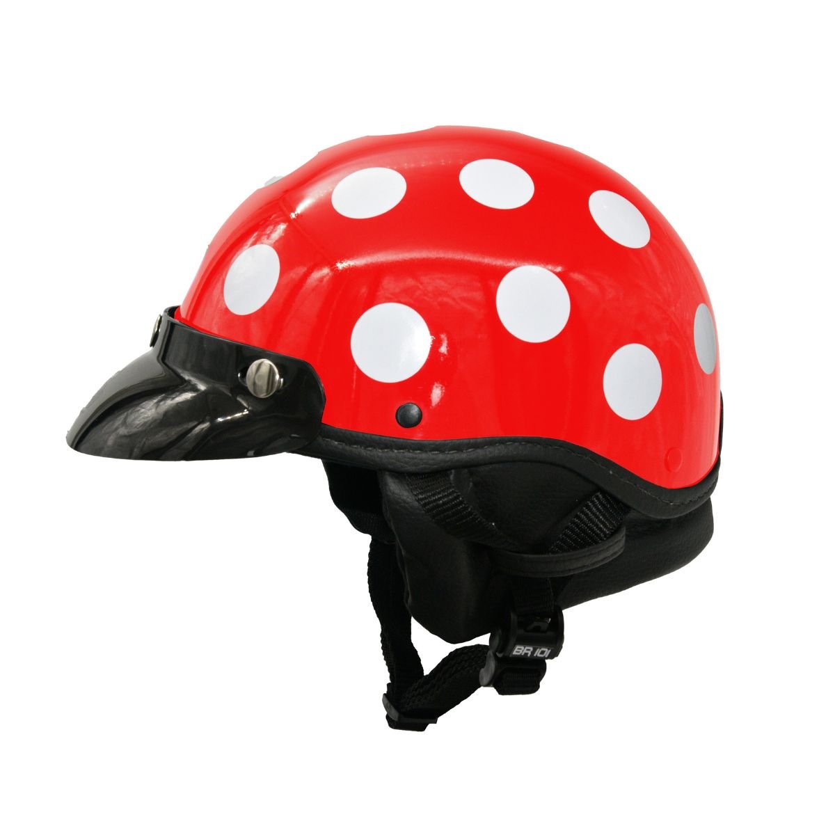 Capacete BR101 Coquinho Bolinha Vermelho Brilho Pala - Imagem 2