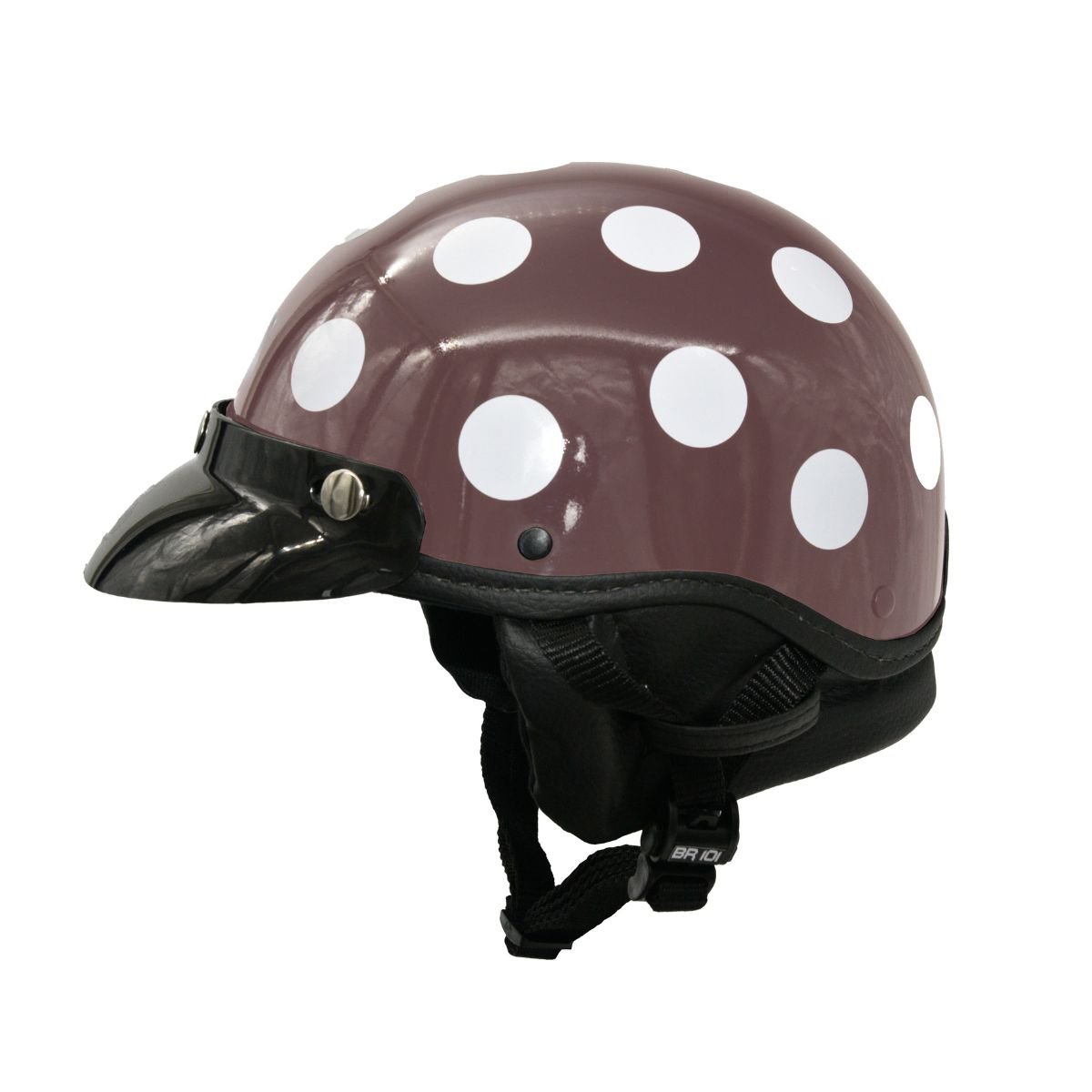 Capacete BR101 Coquinho Bolinha Marrom Brilho Pala - Imagem 4