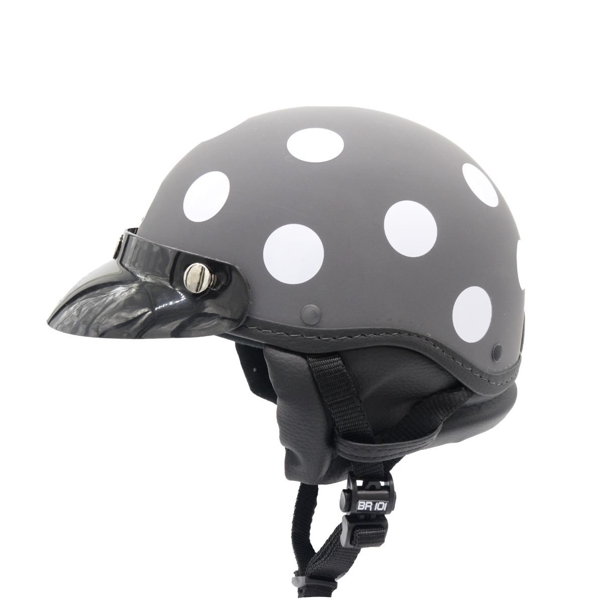 Capacete BR101 Coquinho Bolinha Cinza Fosco Pala - Imagem 2
