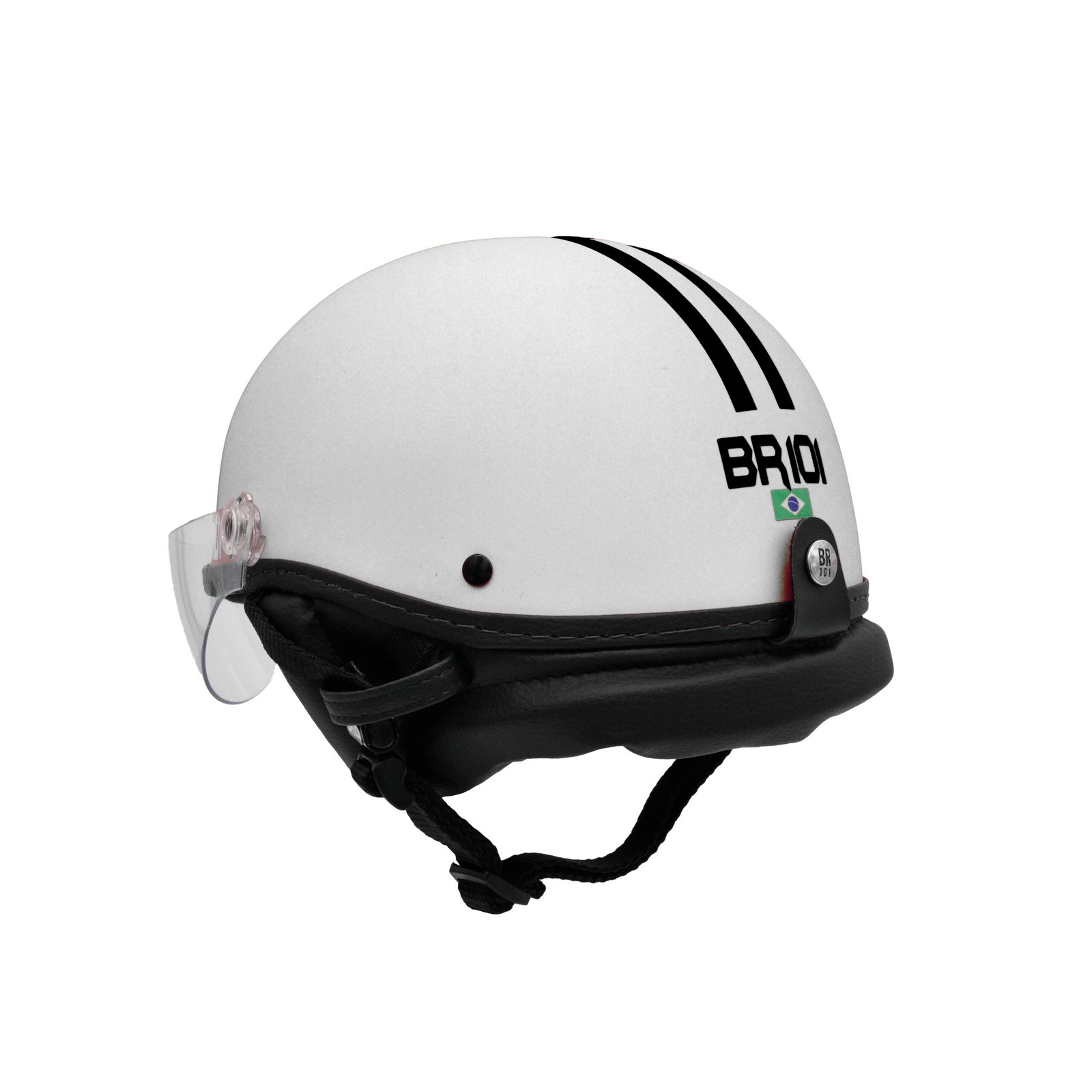 Capacete BR101 Coquinho Fosco Branco Vision - Imagem 3