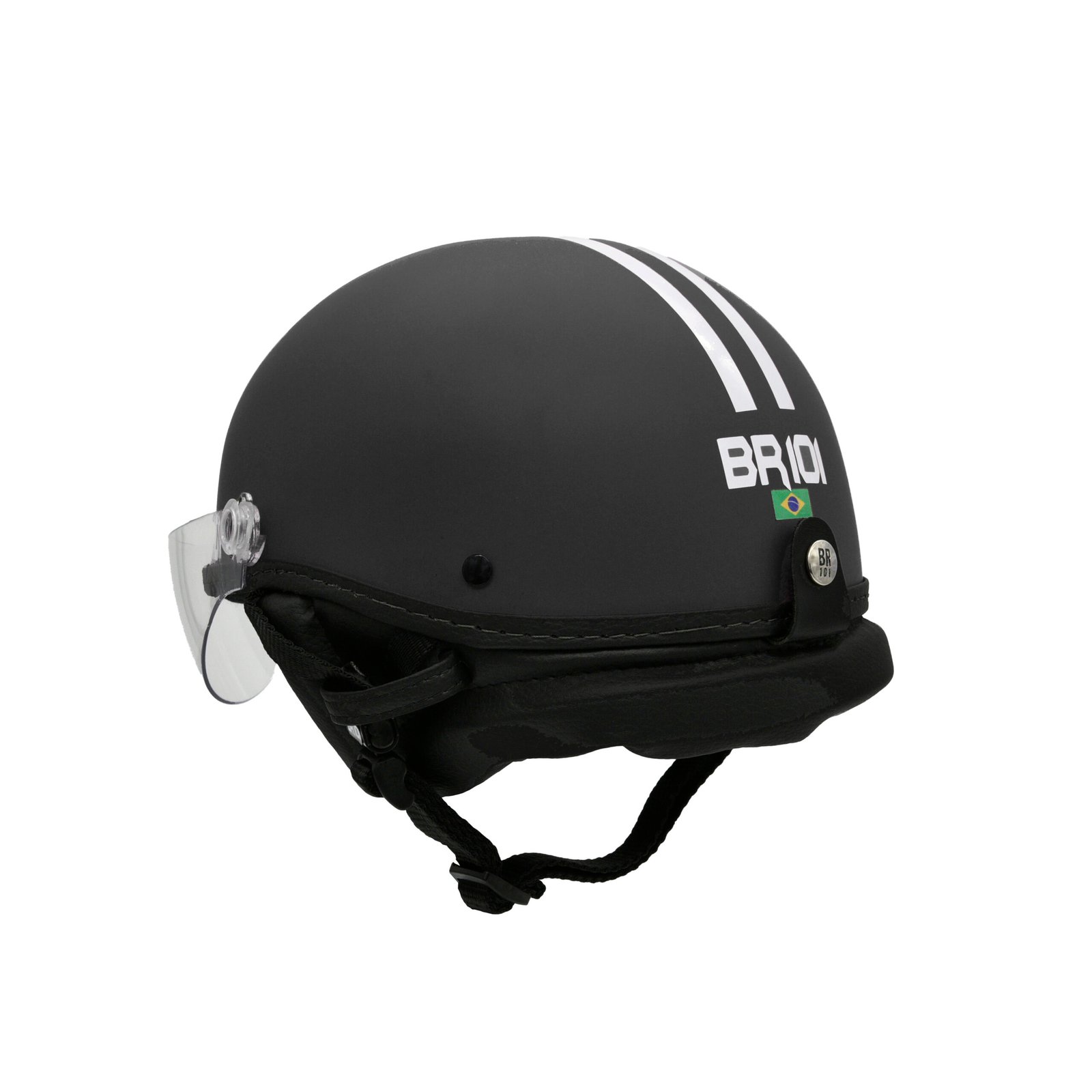 Capacete BR101 Coquinho Fosco Preto Vision - Imagem 2