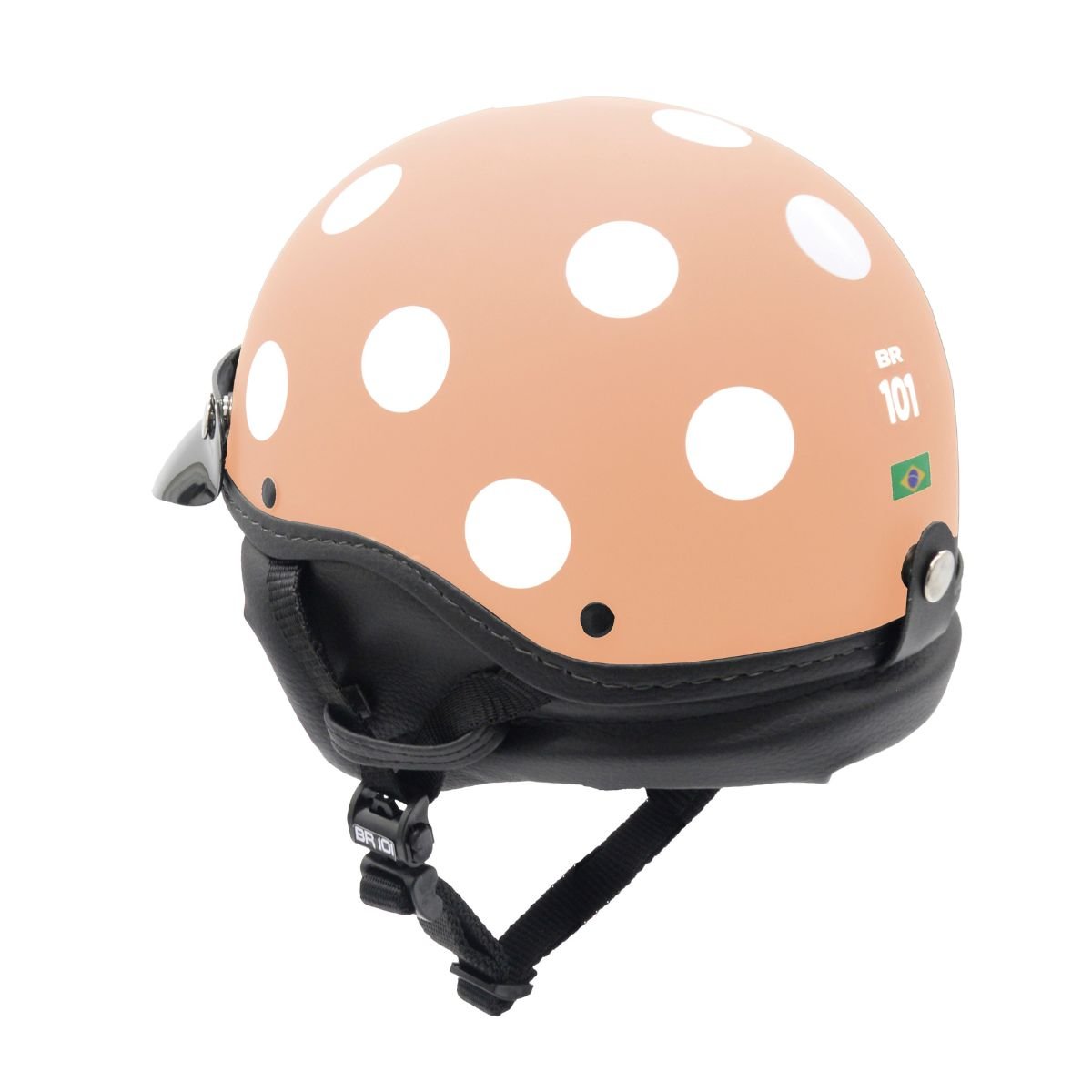 Capacete BR101 Coquinho Bolinha Creme Fosco Pala - Imagem 2