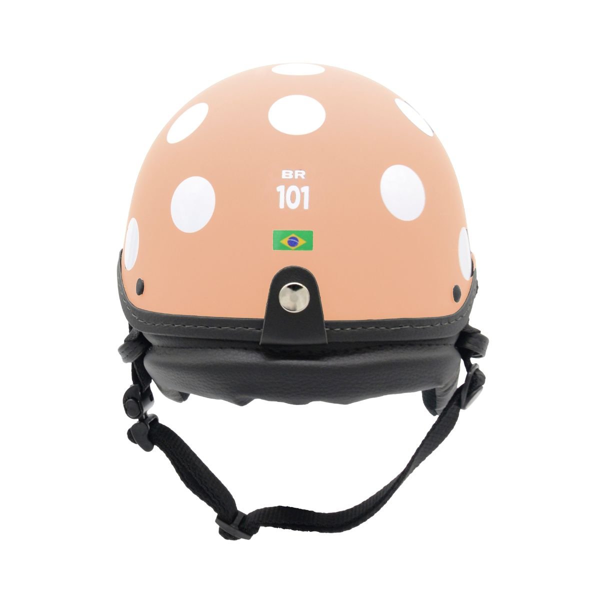 Capacete BR101 Coquinho Bolinha Creme Fosco Pala - Imagem 3