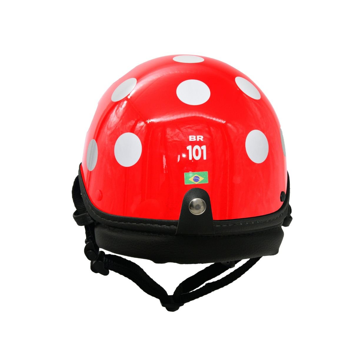 Capacete BR101 Coquinho Bolinha Vermelho Brilho Pala - Imagem 3
