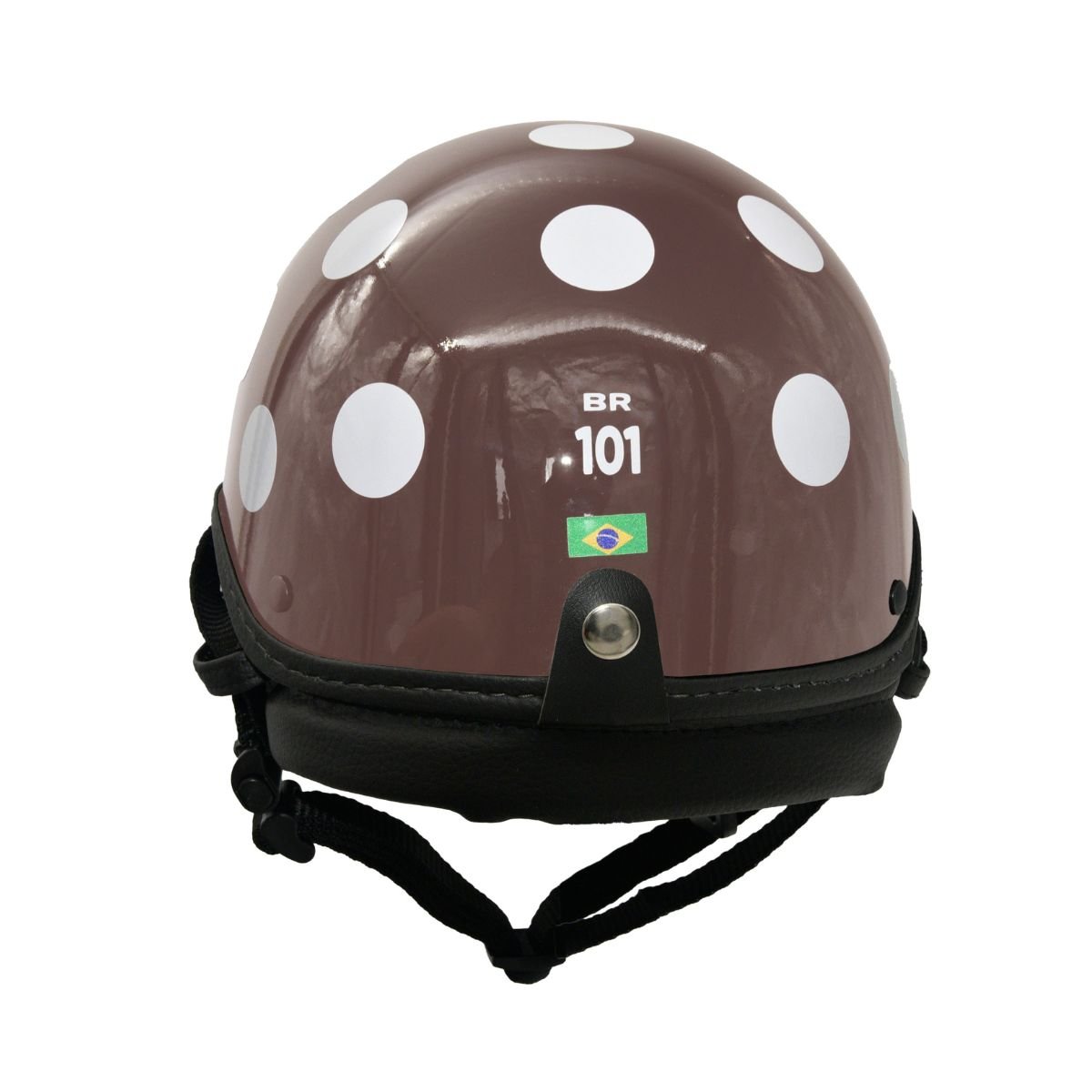 Capacete BR101 Coquinho Bolinha Marrom Brilho Pala - Imagem 3
