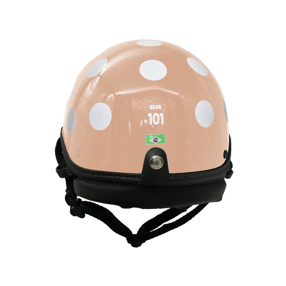Capacete BR101 Coquinho Bolinha Creme Brilho Pala - Imagem 4