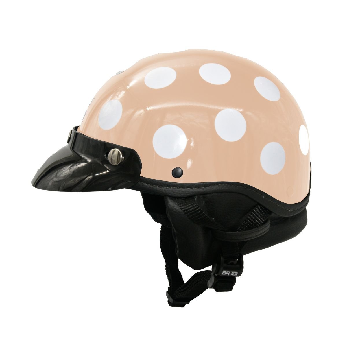 Capacete BR101 Coquinho Bolinha Creme Brilho Pala - Imagem 2