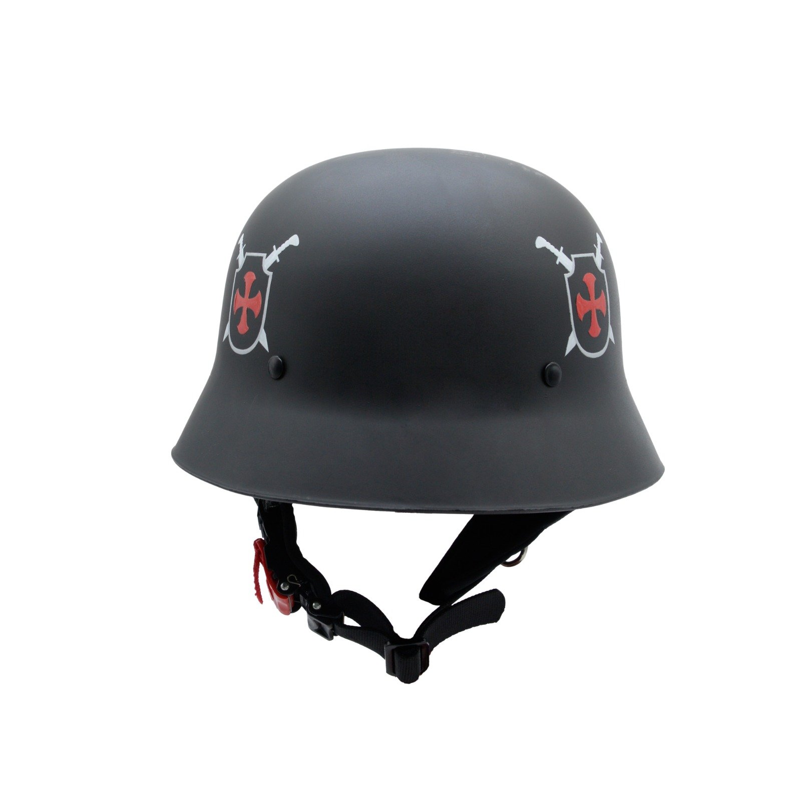 Capacete BR101 Alemão Serie WAR Escudo Templário Preto - Imagem 3