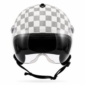 Capacete BR101 Coquinho AIR FLOW viseira TOP GUN Xadrez Branco