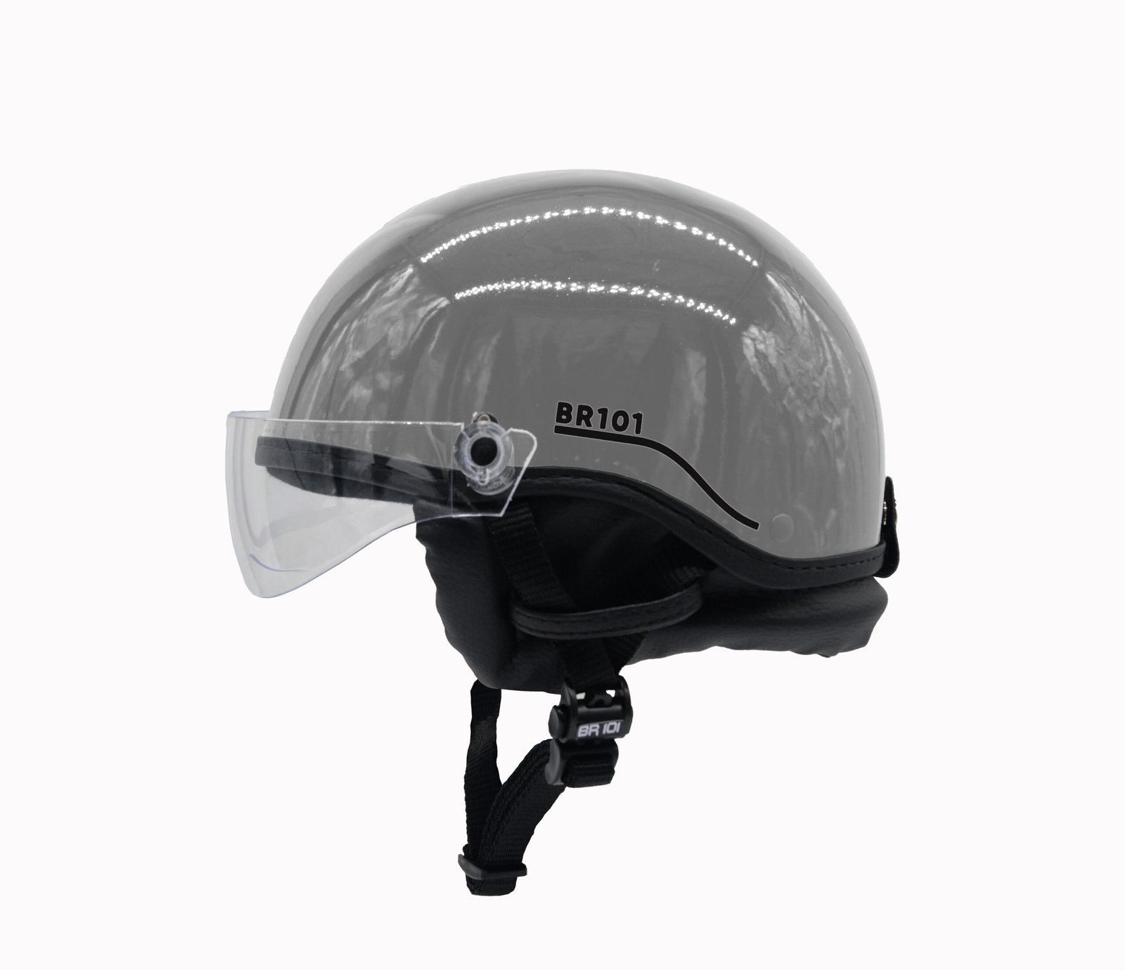 Capacete BR101 Coquinho Fashion Brilho Cinza Vision - Imagem 2