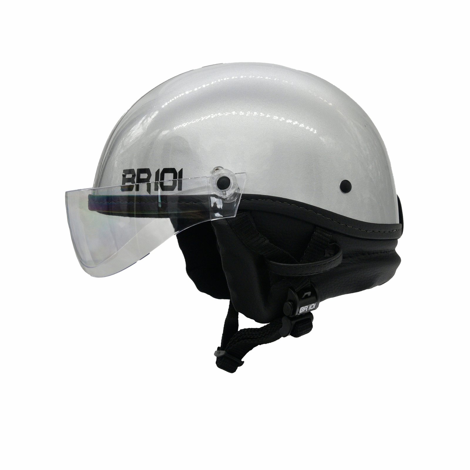 Capacete BR101 Coquinho Brilho Prata Vision - Imagem 3