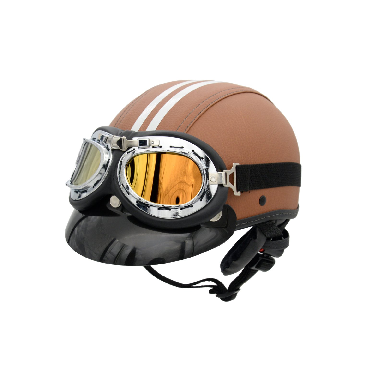 Capacete Coquinho BR101 Marrom Creme Pala Retrô - Imagem 2