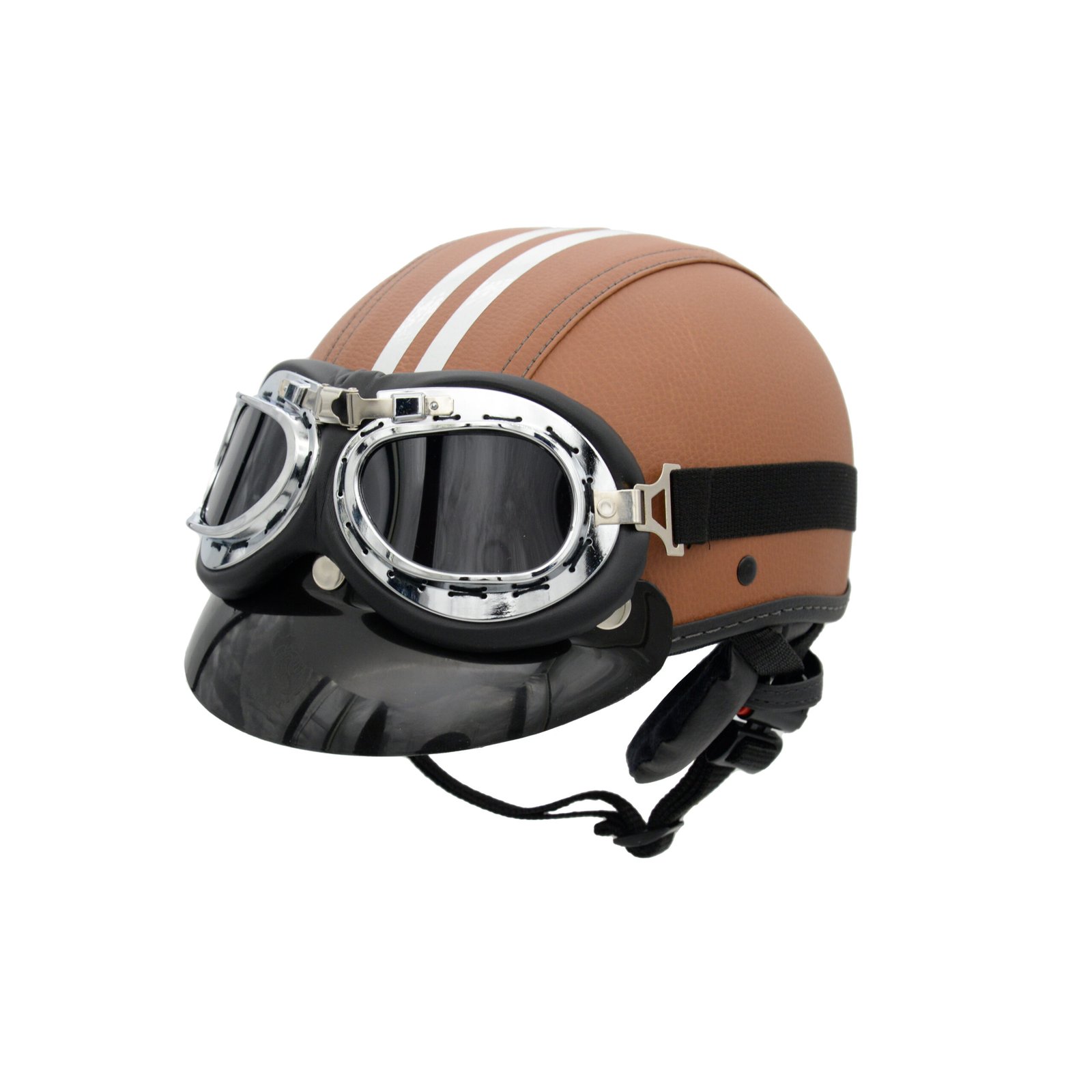 Capacete Coquinho BR101 Marrom Creme Pala Retrô - Imagem 3